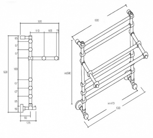 Полотенцесушитель водяной 452-5 (бронза) Margaroli Sole 4524705OBP фото 2