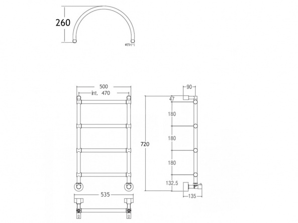 Полотенцесушитель водяной с аркой 442 (бронза) Margaroli Sole 4424704OBA фото 2