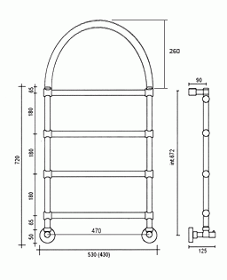 Полотенцесушитель водяной с аркой 442-4 Margaroli Sole (хром) 4424704CRNA фото 2