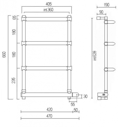 Полотенцесушитель электрический 532 (хром) Margaroli Luna 5323704CRNB фото 2