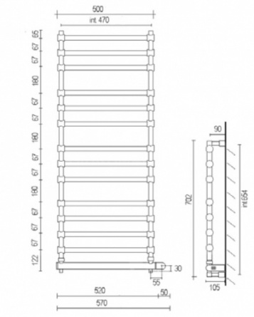 Полотенцесушитель электрический 564-8 BOX (хром) Margaroli Sole 5644708CRNB фото 2