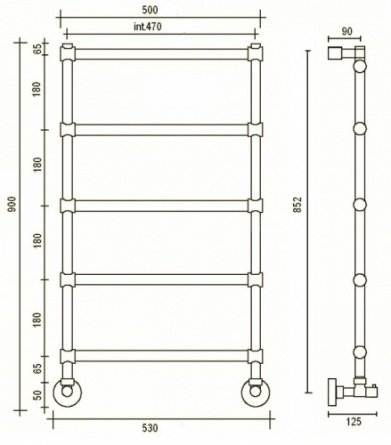 Полотенцесушитель водяной 442-5 (бронза) Margaroli Sole 4424705OBN фото 2