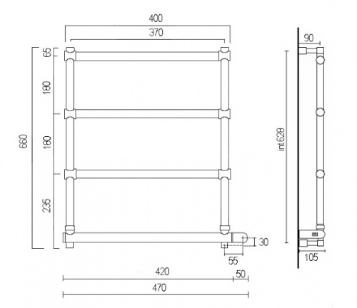 Полотенцесушитель электрический 542-4 BOX (бронза) Margaroli Sole 5423704OBNB фото 2