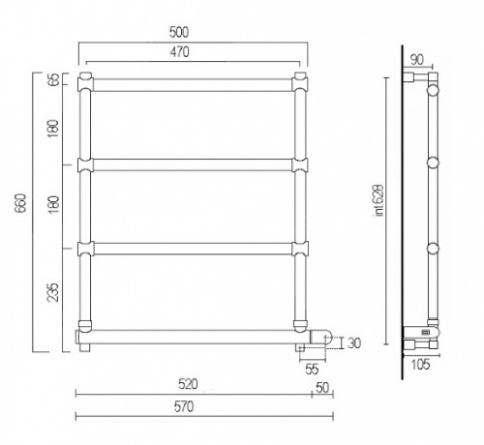 Полотенцесушитель электрический 542-4 BOX (бронза) Margaroli Sole 5424704OBB фото 2